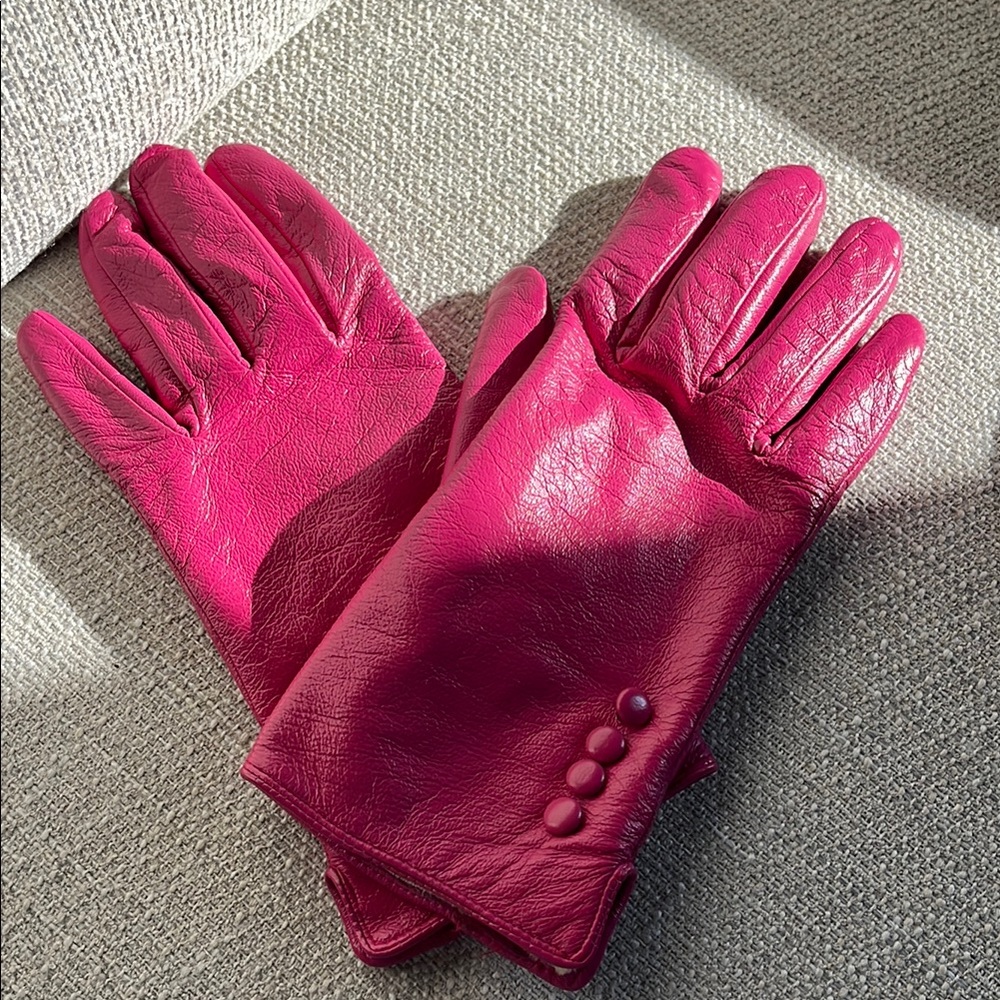 🩷💜Paris Pink Beret and Gloves Set sz M-L - Picture 5 of 12